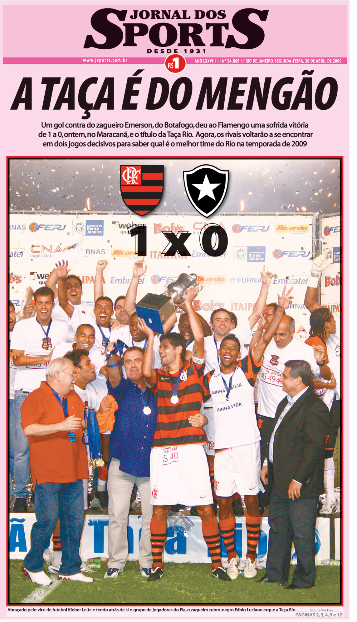 Jornal dos Sports (Flamengo Campeão da Taça Rio de 2009)