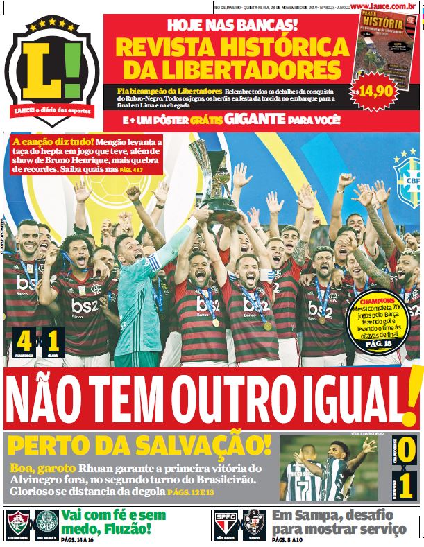 Jornal LANCE (Flamengo Campeão Brasileiro 2019)