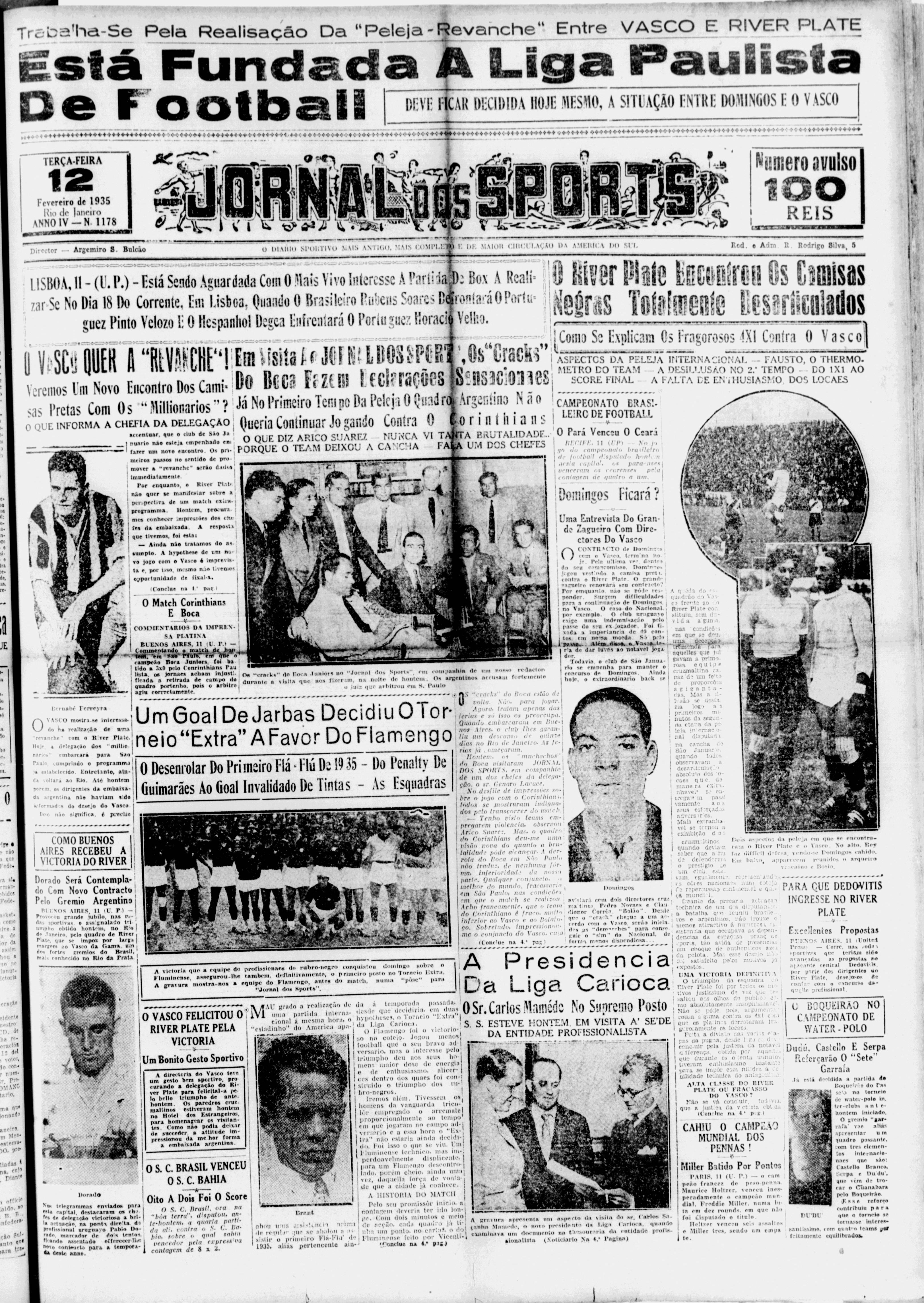 Jornal dos Sports (Flamengo Campeão Torneio Extra Rio de Janeiro 1934)