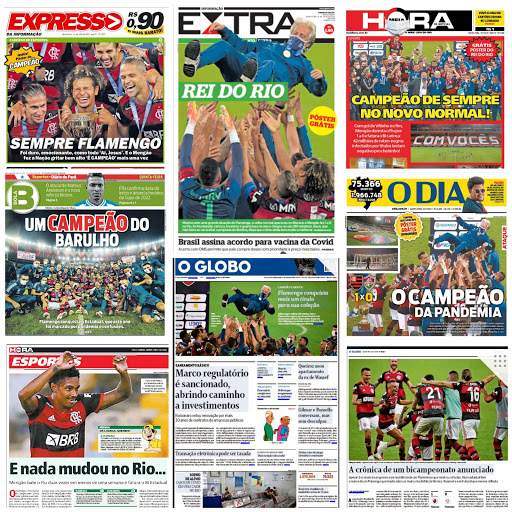 Capa dos Jornais - Campeão Carioca 2020
