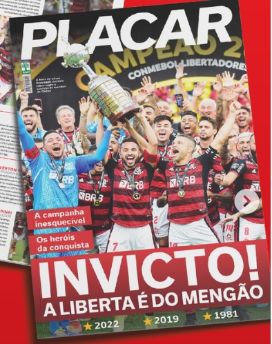 Revista Poster Placar Flamengo Campeão Taça Libertadores da America 2022
