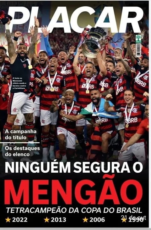 Revista Poster Placar Flamengo Campeão Copa do Brasil 2022
